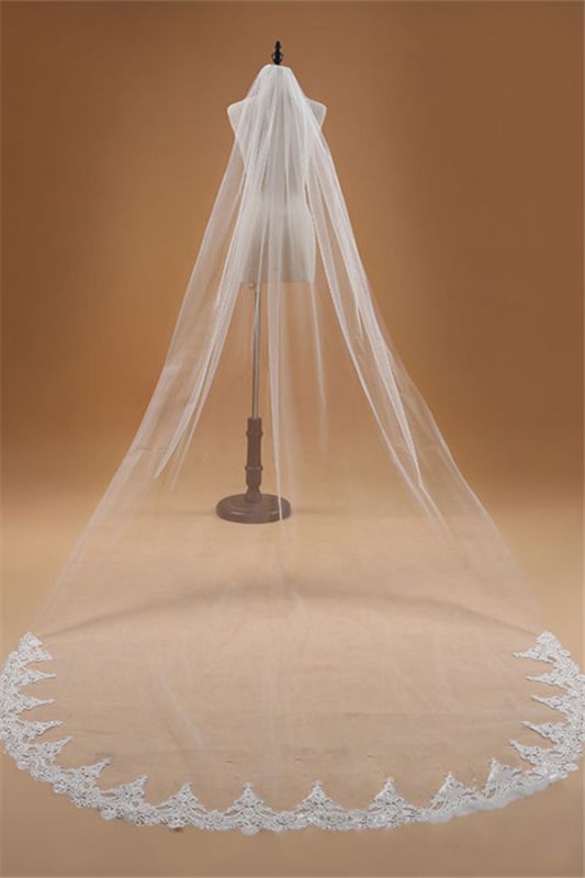 Guirnalda elegante de encaje de Tulle Edge 3 * 1.5M Guantes de boda con peine