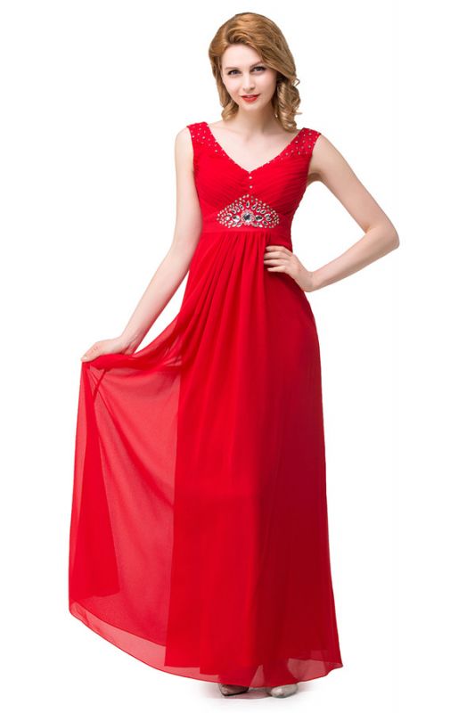 A-line Knee-length V-neck Red Bridesmaid Dresses
