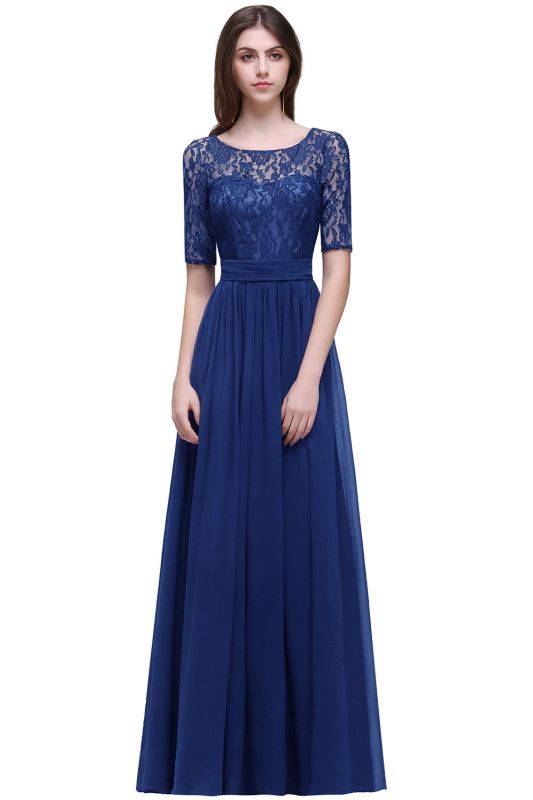 Elegant Scoop Chiffon A-line Prom Dress With Lace