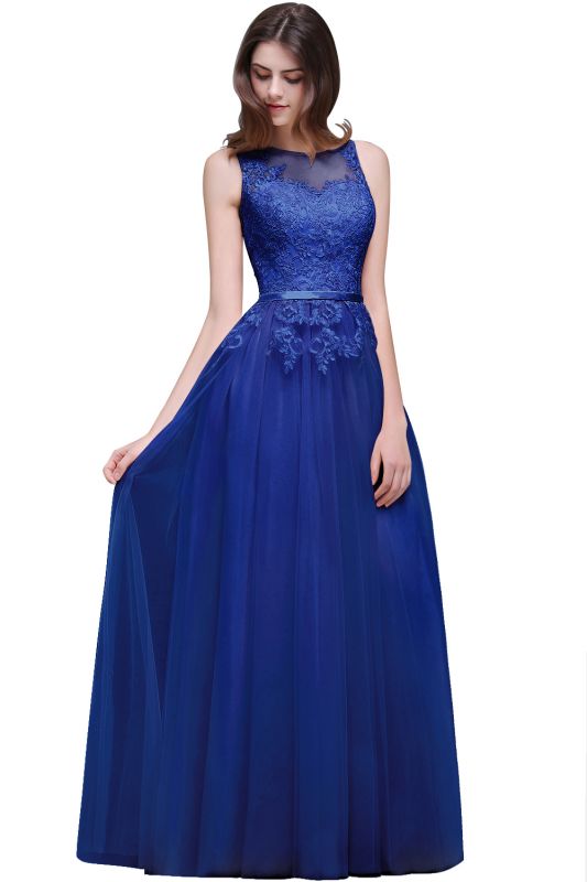 Floor-Length Tulle A-line Lace Prom Dress