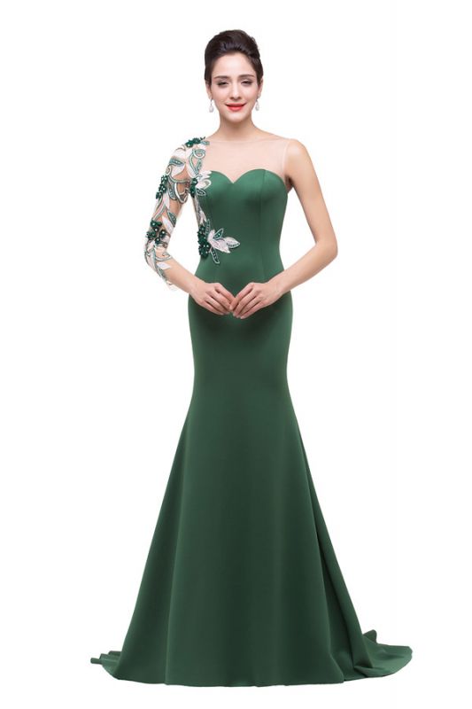 Mermaid  Bateau Floor-length One-Shoulder Prom Dresses