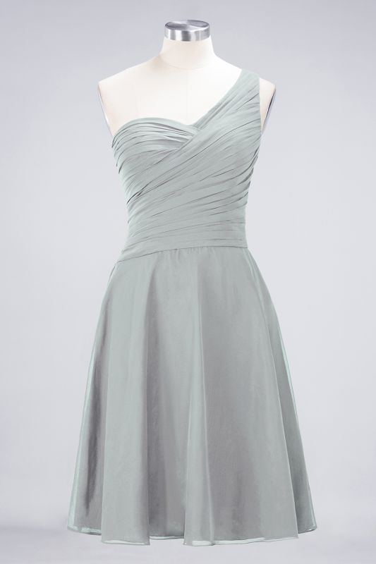 One-Shoulder Sweetheart Knee-Length Bridesmaid Dress Ruffles aline Party Dress