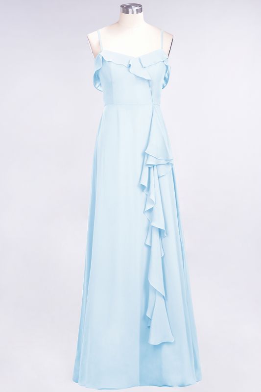 Elegant Spaghetti Aline Ruffle Simple Prom Dresses Royal Blue Evening Swing Dress
