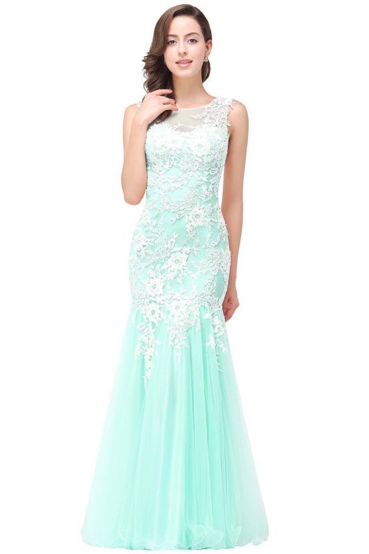 Lace Mermaid Sleeveless Maxi Long  Prom Dress