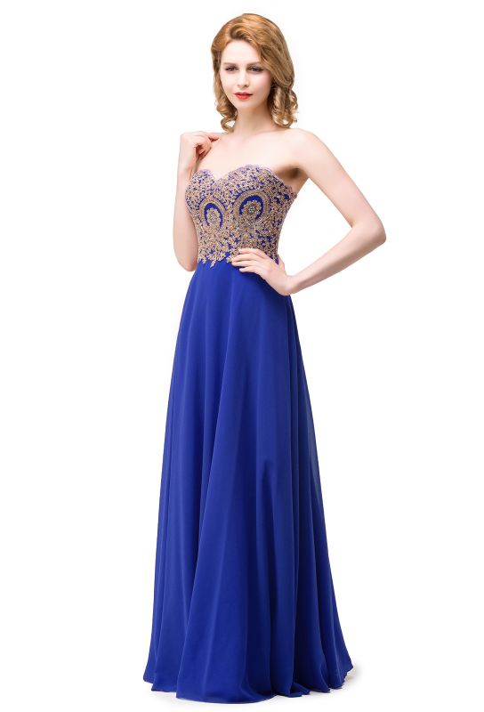 A-Line Sweetheart Floor-Length Prom Dresses with Embroidery Beads