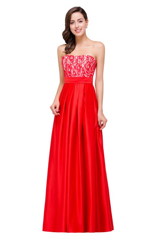 A-line Sweetheart Sleeveless  Floor-Length Red Chiffon Prom Dresses