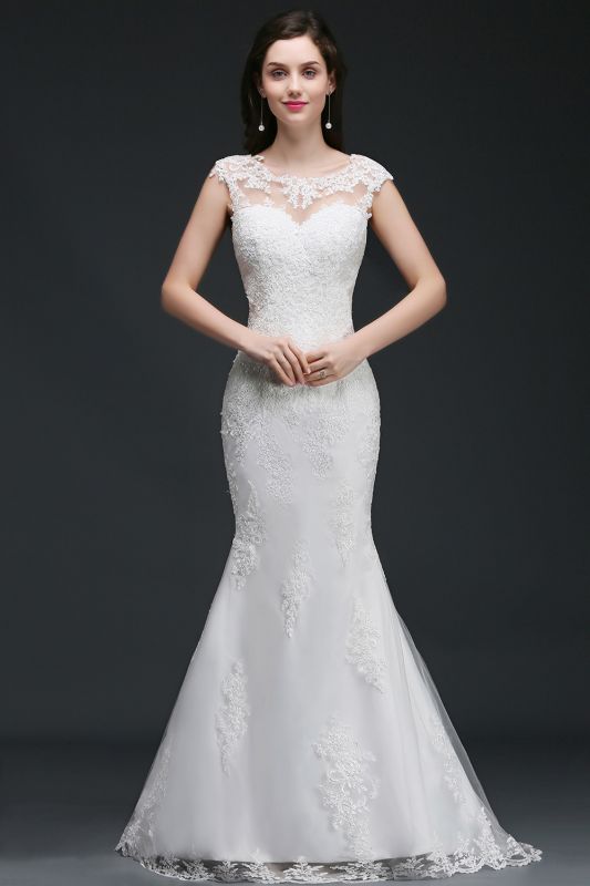 Elegant Mermaid Sweep Train Lace Wedding Dress
