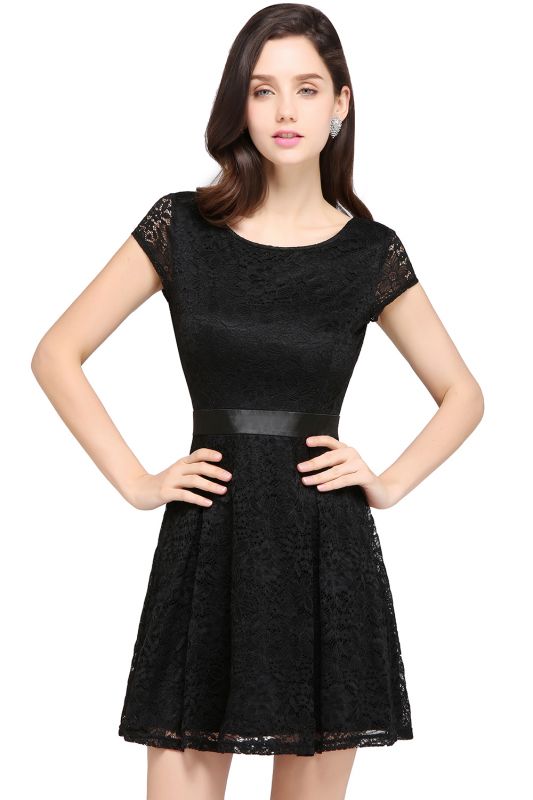 Cheap Scoop A-line Lace Homecoming Dress