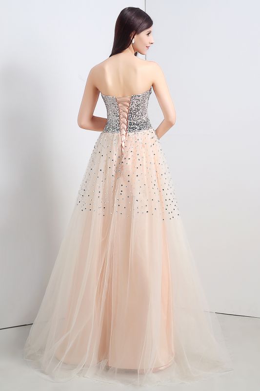 A-line Strapless Tulle Party Dress With  Sequined