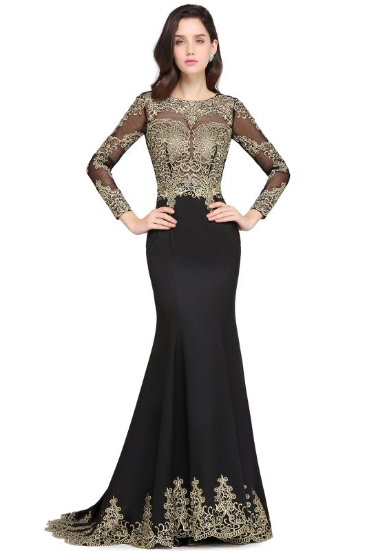 Elegant Mermaid Scoop Long Black Evening Dresses