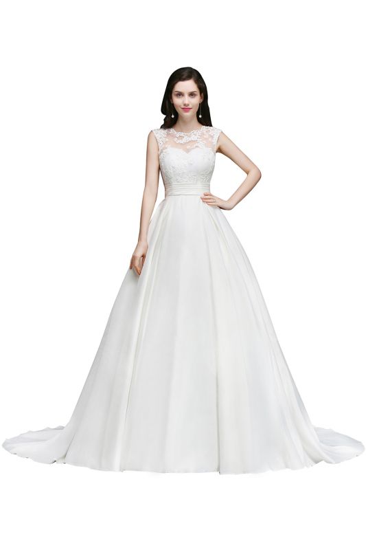 Ball Gown Sleeveless Floor-length Chiffon Lace Wedding Dresses