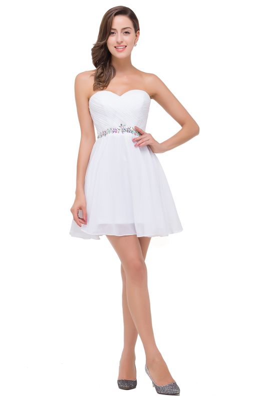 Short A-line Sweetheart Prom Dresses with Beadings