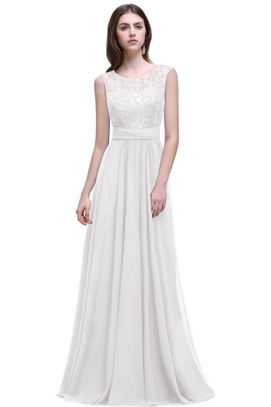 Scoop A-line Chiffon Lace Prom Dress