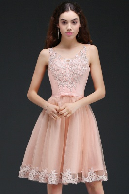 Cute Short A-line Lace Homecoming Dress_5