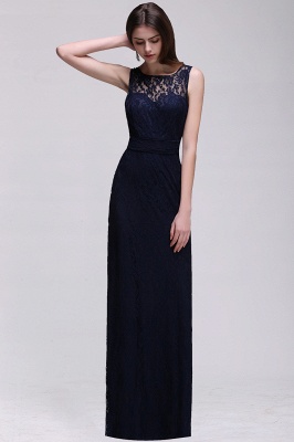Elegant Floor length Sheath Illusion Navy Blue Prom Dress_2