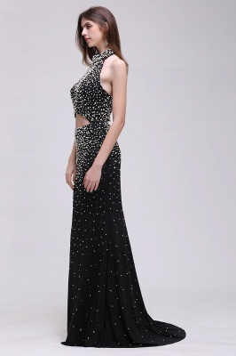 Mermaid  Black Luxury Long Prom Dresses with Beading_5