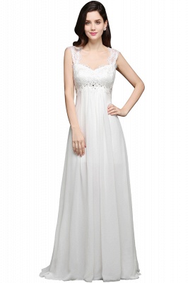 White Sweetheart A-line Chiffon Lace Evening Dress_1