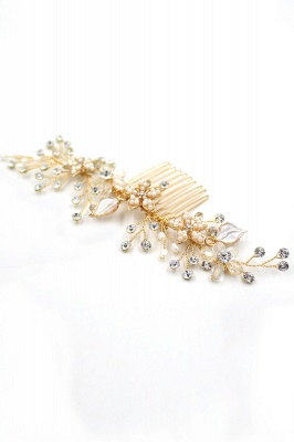 Beautiful Alloy＆Rhinestone Wedding Combs-Barrettes Headpiece with Imitation Pearls_8