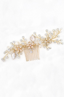 Beautiful Alloy＆Rhinestone Wedding Combs-Barrettes Headpiece with Imitation Pearls_9