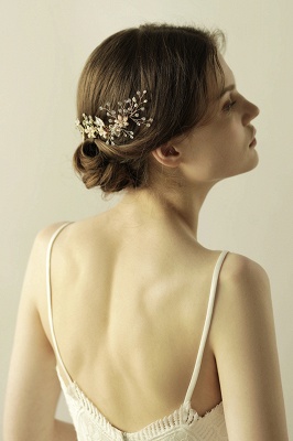 Beautiful Alloy＆Rhinestone Wedding Combs-Barrettes Headpiece with Imitation Pearls_3