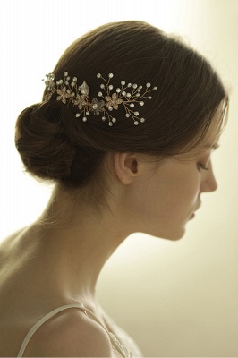Beautiful Alloy＆Rhinestone Wedding Combs-Barrettes Headpiece with Imitation Pearls_2