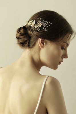 Beautiful Alloy＆Rhinestone Wedding Combs-Barrettes Headpiece with Imitation Pearls_5