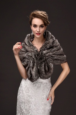 Fashion Warm Ruffle Tulle  Silver Half-Sleeves Casual Wraps_4