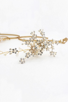 Hermosa aleación y diamantes de imitación Ocasiones especiales Diademas Celada con perlas de imitación_9