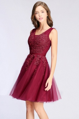 A-line Knee-length Tulle Prom Dress with Appliques_15
