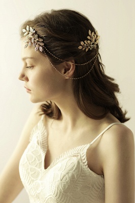 Belle pièce en alliage et strass Combs-Barrettes Headpiece avec perles d'imitation_3