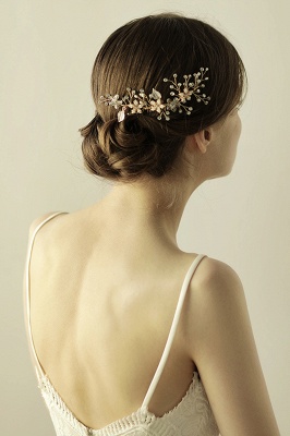 Beautiful Alloy＆Rhinestone Wedding Combs-Barrettes Headpiece with Imitation Pearls_4