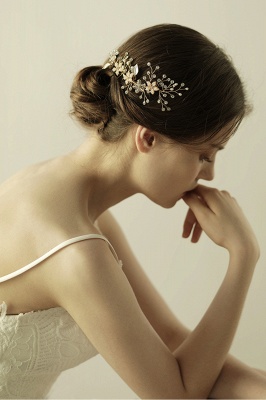 Beautiful Alloy＆Rhinestone Wedding Combs-Barrettes Headpiece with Imitation Pearls_7