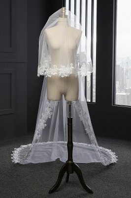 Elegant Tulle lace Applique Edge 3*1.5M Wedding Gloves_2