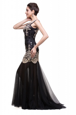 Black Scoop Sweep-length Mermaid Formal Dresses_6