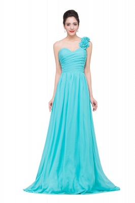 One-shoulder Strapless A-Line Sweep-length Chiffon Bridesmaid Dresses_4