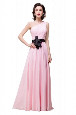 Pink A-line One-shoulder Ruffle Chiffon Bridesmaid Dresses_7