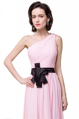 Pink A-line One-shoulder Ruffle Chiffon Bridesmaid Dresses_6