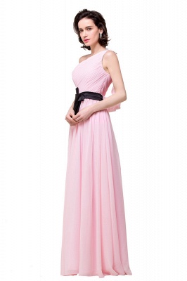 Pink A-line One-shoulder Ruffle Chiffon Bridesmaid Dresses_5