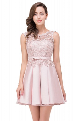 A-line Knee-length Satin Homecoming Dress with Lace_1