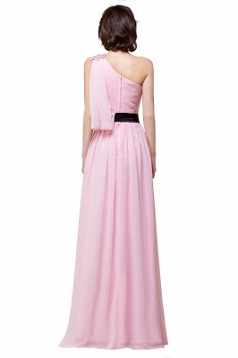 Pink A-line One-shoulder Ruffle Chiffon Bridesmaid Dresses_8