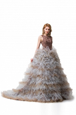 Ball Gown Sleeveless Court Train Embroidery Tulle Mother Daughter Dresses_6