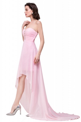 Pink A-line Hi-Lo Sweetheart Ruffle Chiffon Bridesmaid Dresses_6