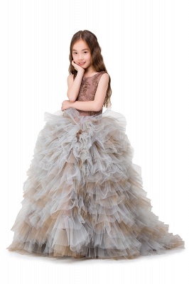Ball Gown Sleeveless Court Train Embroidery Tulle Mother Daughter Dresses_10