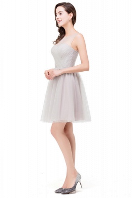 Elegant Silver A-line Mini Crew Bridesmaid Dresses_6