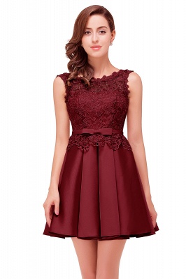 A-line Knee-length Satin Homecoming Dress with Lace_3