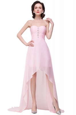 Pink A-line Hi-Lo Sweetheart Ruffle Chiffon Bridesmaid Dresses_2