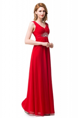 A-line Knee-length V-neck Red Bridesmaid Dresses_5