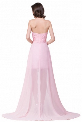 Pink A-line Hi-Lo Sweetheart Ruffle Chiffon Bridesmaid Dresses_8
