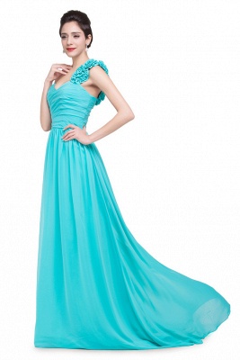 One-shoulder Strapless A-Line Sweep-length Chiffon Bridesmaid Dresses_3