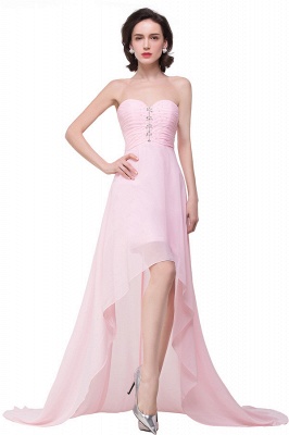 Pink A-line Hi-Lo Sweetheart Ruffle Chiffon Bridesmaid Dresses_4